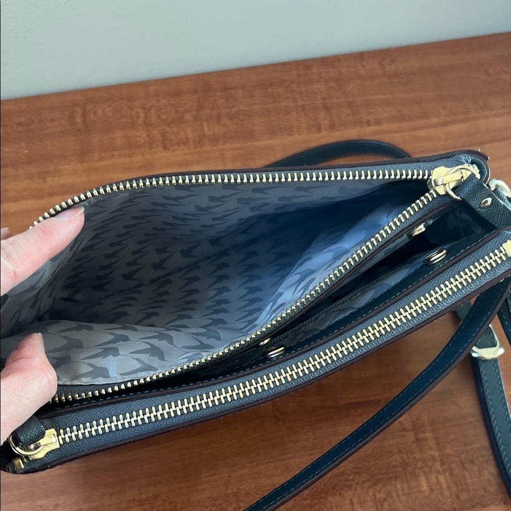 Lo & Sons Pearl Convertible Crossbody Saffiano Leather Shoulder Bag Dark Grey - Picture 6 of 13
